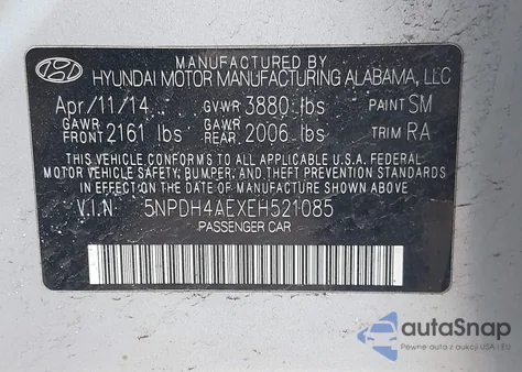 2014 Hyundai Elantra Se из США, поврежденный, VIN 5NPDH4AEXEH521085